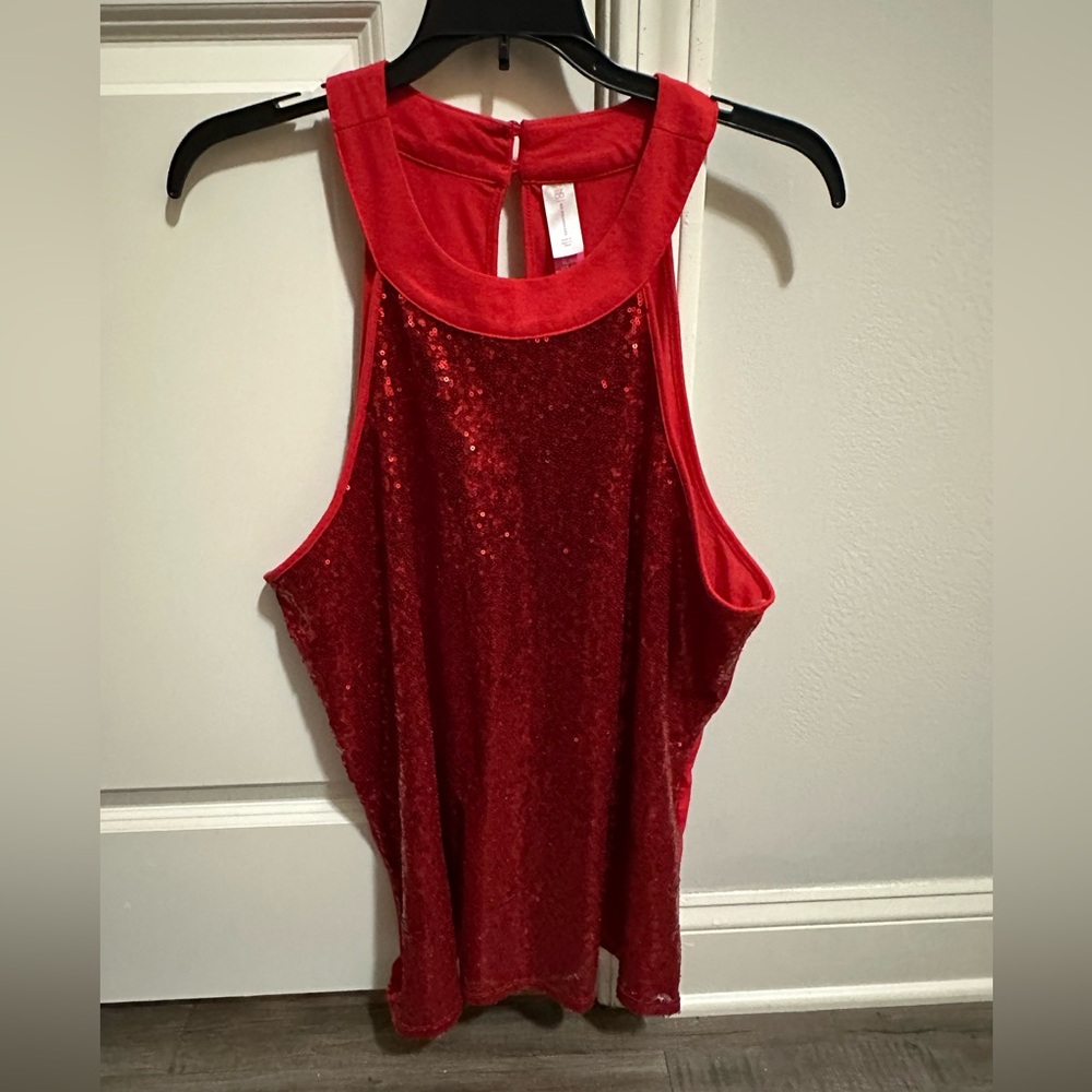 No Boundaries Red Sequin Backless Tank Top